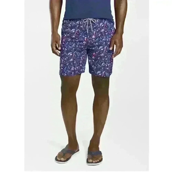 Peter Millar, Men's Recipe For Disaster Volley Swim Trunk (Atlantic Blue) - Picture 1 of 4